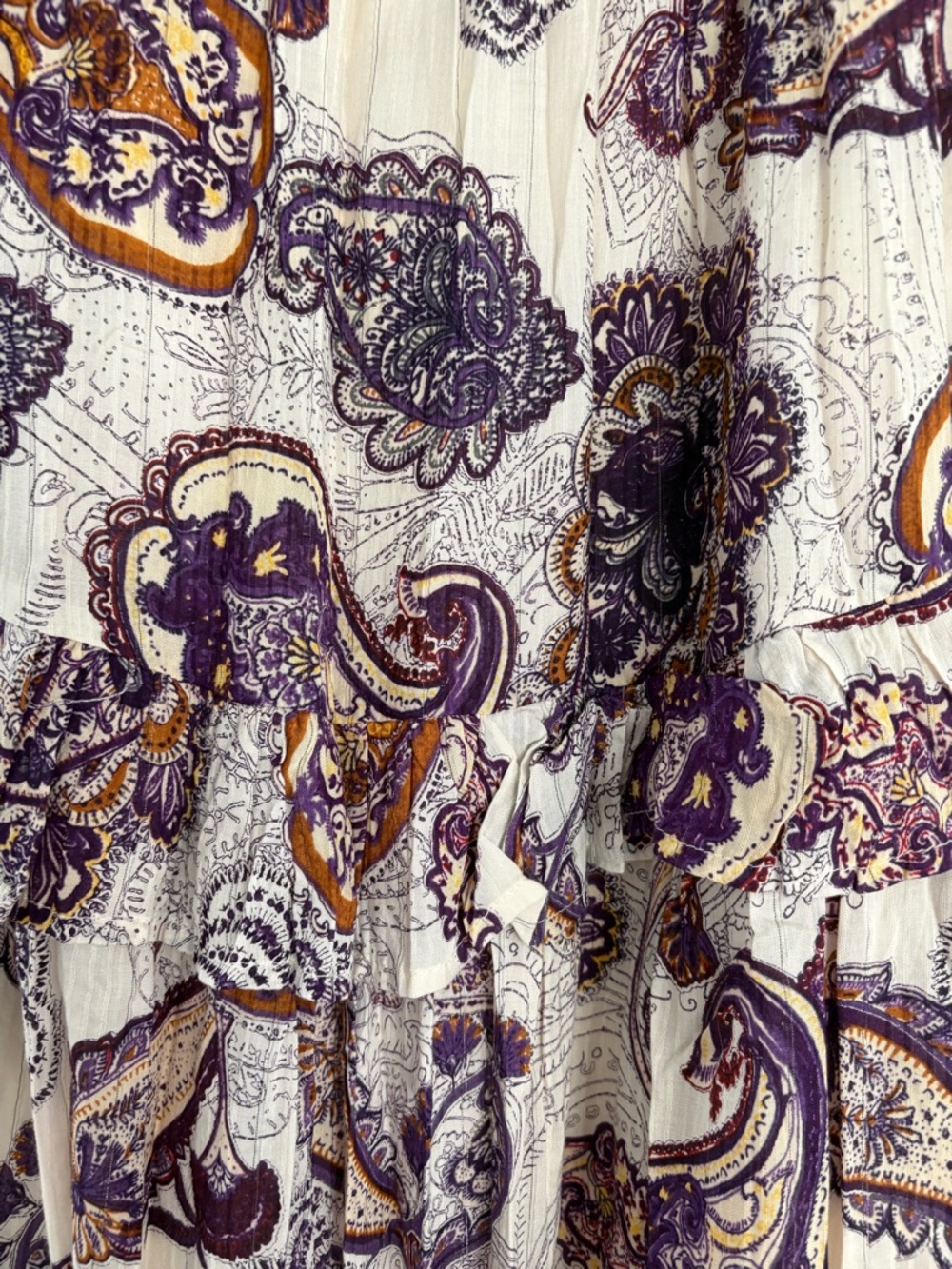 Cream Paisley Maxi Dress with Purple & Gold Accents - Picture 2 of 6
